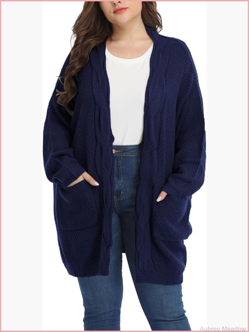 Oversized Long Cardigan Sweater with Pockets Plus Size